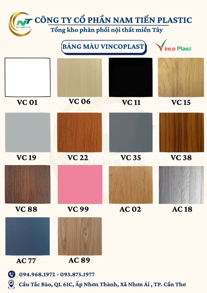 Bảng màu tấm nhựa Vinco Plast