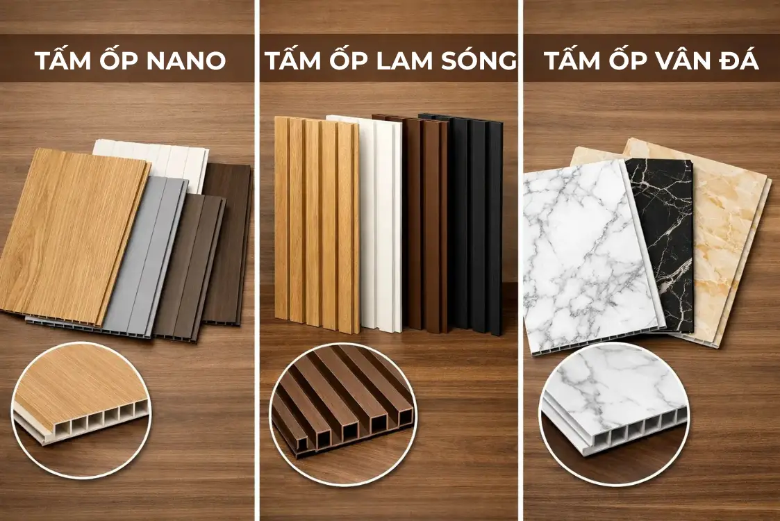 phân loại các dòng tấm ốp nhựa 