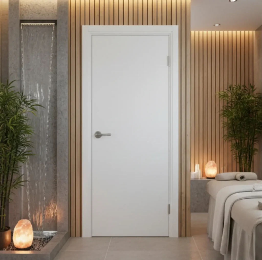 mẫu cửa nhựa composite lắp đặt thực tế cho phòng ngủ