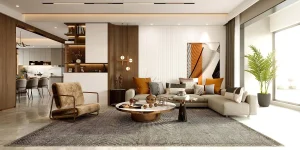 phối hợp nội thất nhựa và gỗ cho không gian nhà ở hiện đại