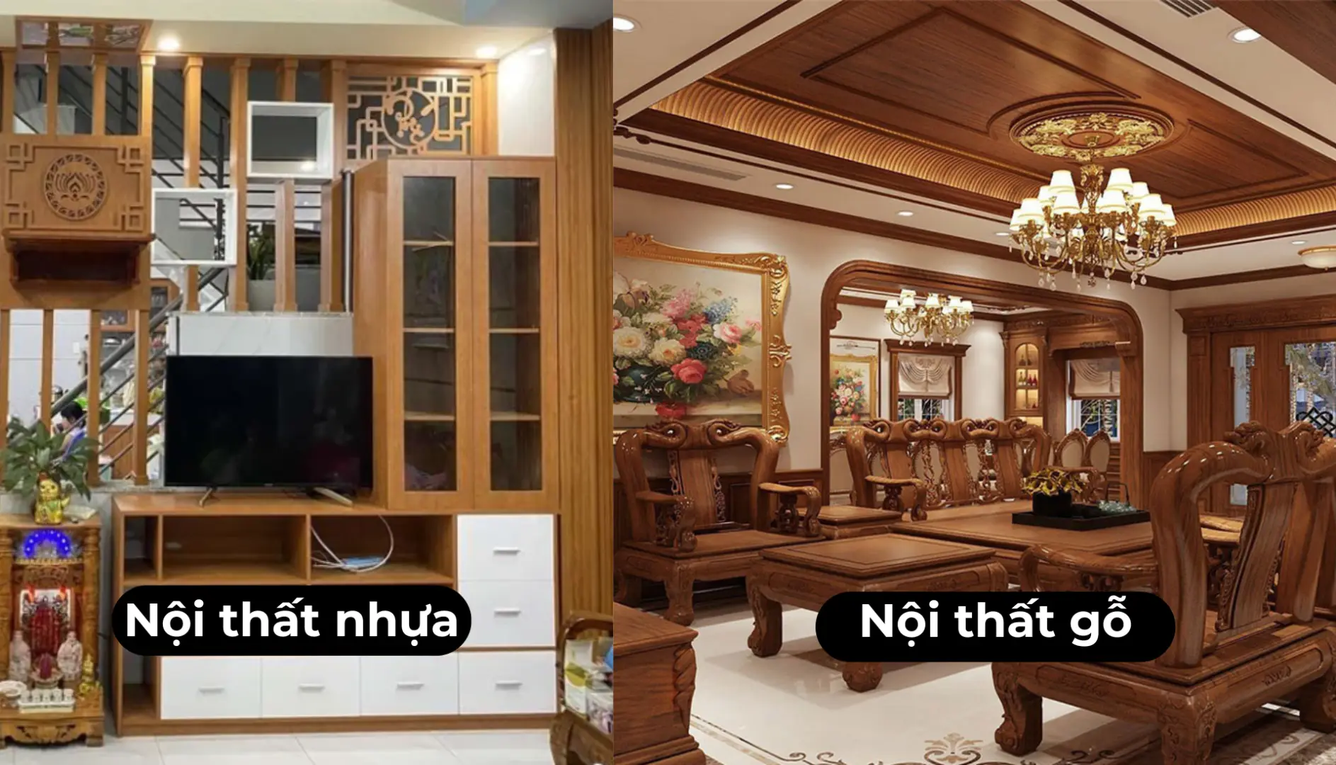 So sánh nội thất nhựa và gỗ truyền thống về độ ổn định và chi phí bảo trì.