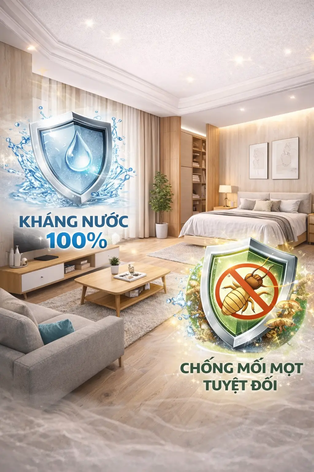 Sự phổ biến của vật liệu nhựa nội thất nhờ khả năng kháng nước và chống mối mọt tuyệt đối.