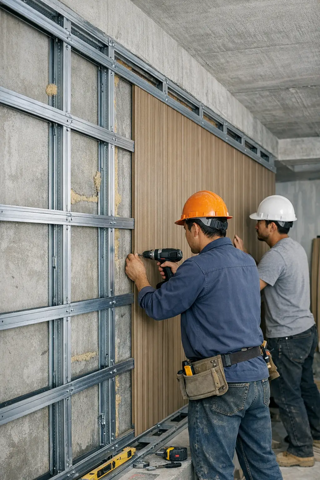 Thi công tấm ốp nhựa với hệ khung xương đảm bảo độ bền