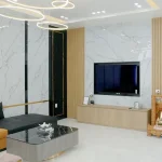 Công trình thi công tấm ốp nhựa hoàn thiện đẹp và chắc chắn tại phòng khách nhà phố. mua tấm ốp nhựa Cần Thơ