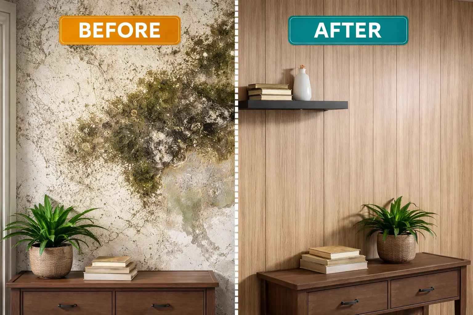 Tình trạng tường sơn bị bong tróc ẩm mốc và giải pháp ốp nhựa xử lý