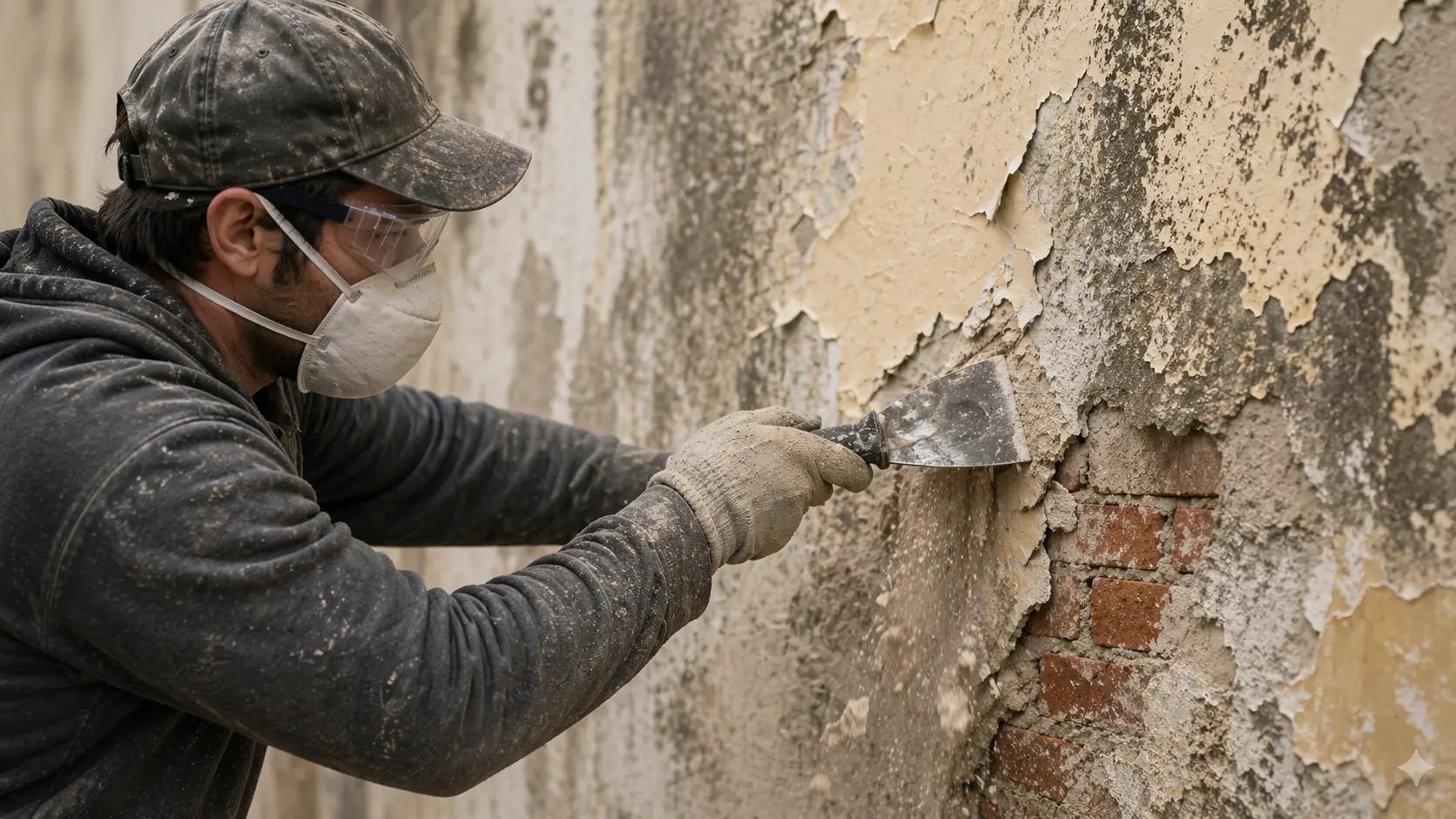 Bước đầu tiên của việc xử lý bề mặt tường cũ trước khi ốp PVC là vệ sinh thật sạch