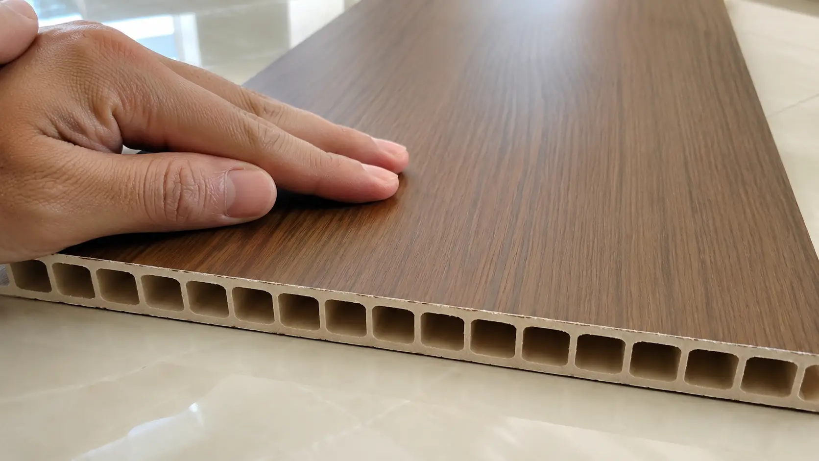 Chi tiết phôi nhựa đặc của tấm ốp Nano chính hãng Nam Tiến