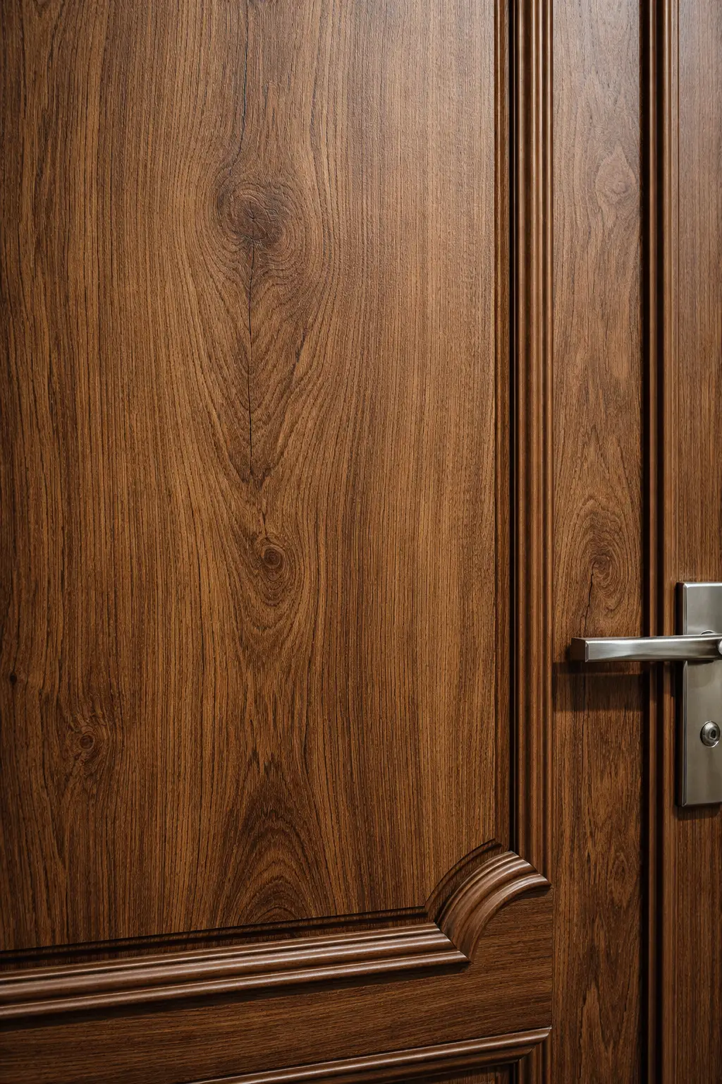 Chi tiết vân gỗ sắc nét trên bề mặt cửa nhựa cao cấp