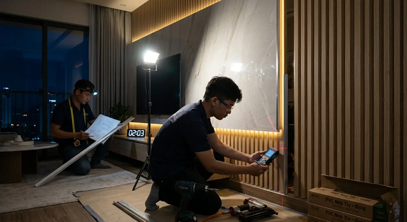 Đội ngũ Nam Tiến thi công tấm nhựa ốp PVC và lam sóng chuyên nghiệp