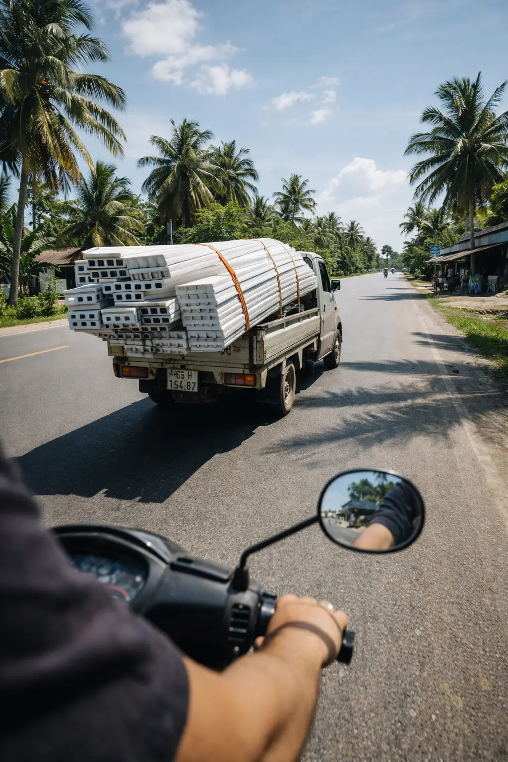 Đội xe tải vận chuyển tấm nhựa PVC giao hàng hỏa tốc trong ngày tại nội ô Cần Thơ