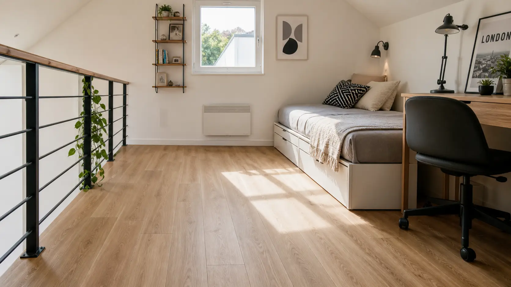Gác lửng phòng trọ sinh viên lót sàn nhựa chịu lực