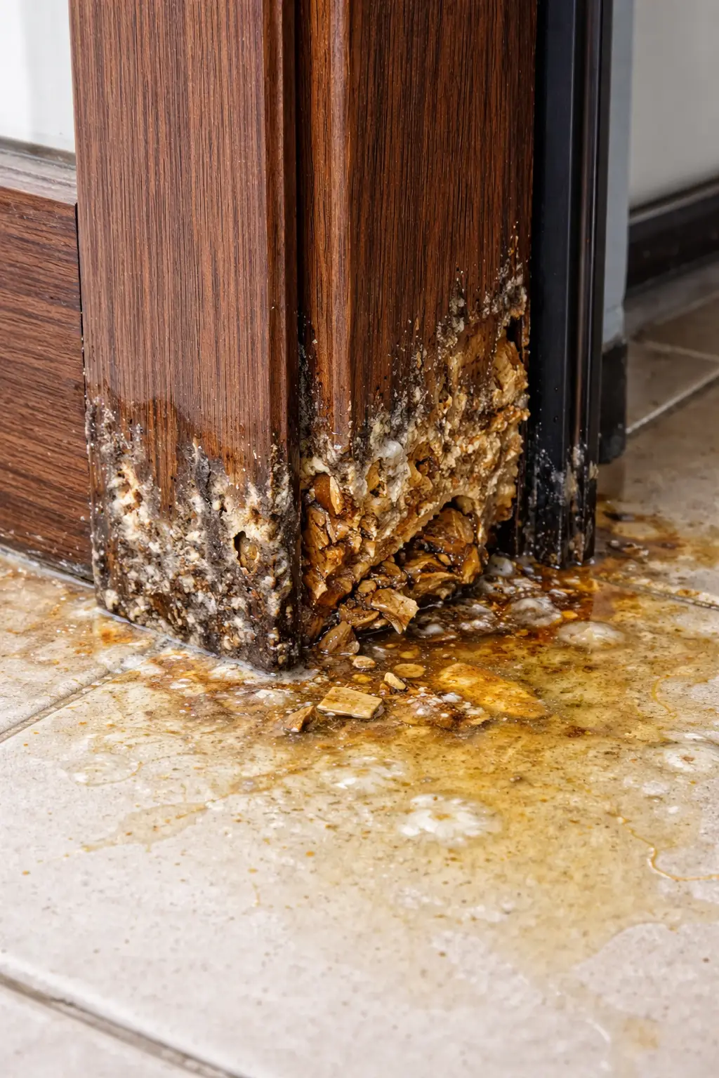 Cấu trúc rỗng của khuôn cửa viền bị nở bột phình trương khi tiếp xúc độ ẩm khí hậu.