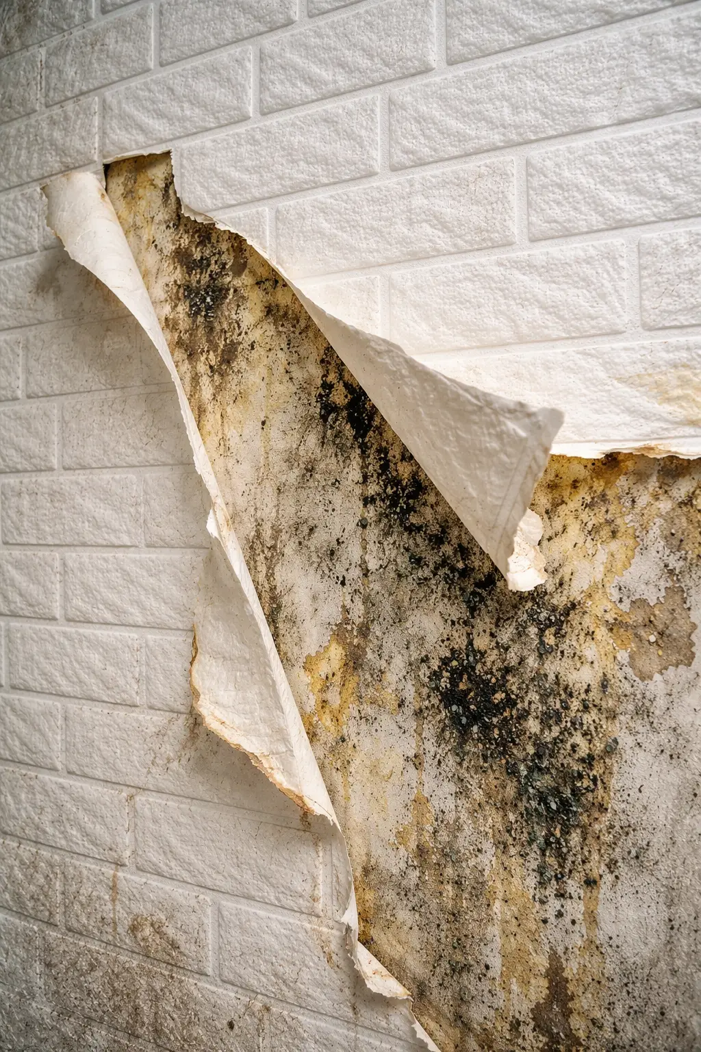 Lớp keo của xốp dán tường giá rẻ bị bong tróc và gây ẩm mốc sau một thời gian