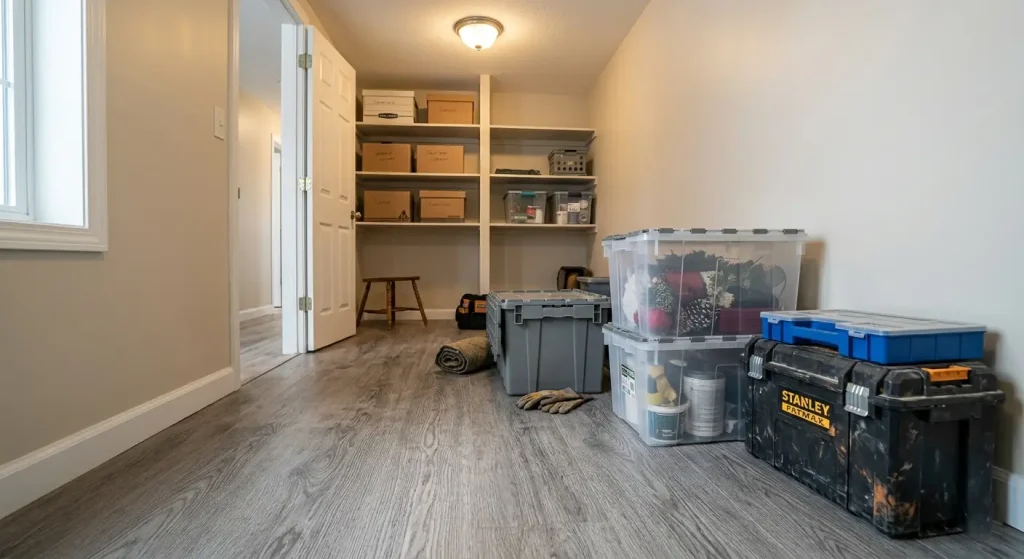 Mẫu tấm nhựa lót sàn chịu lực hoàn thiện cho khu vực kho chứa đồ gia đình