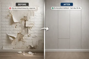 Nguyên nhân xốp dán tường bị bong tróc rụng lả tả. có nên dùng xốp dán tường