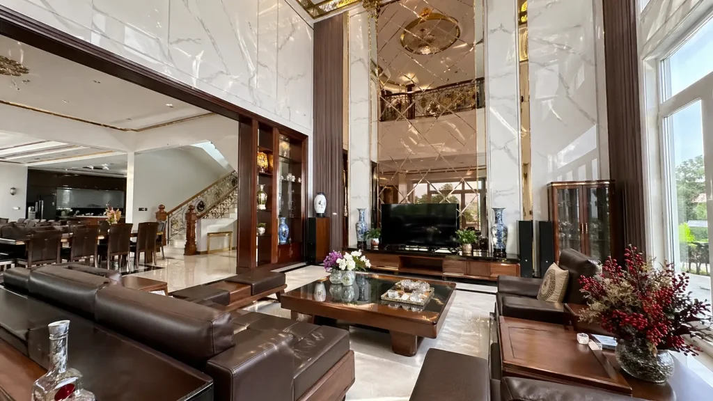 Nội thất biệt thự Cần Thơ sang trọng với tấm nhựa vân đá siêu bóng