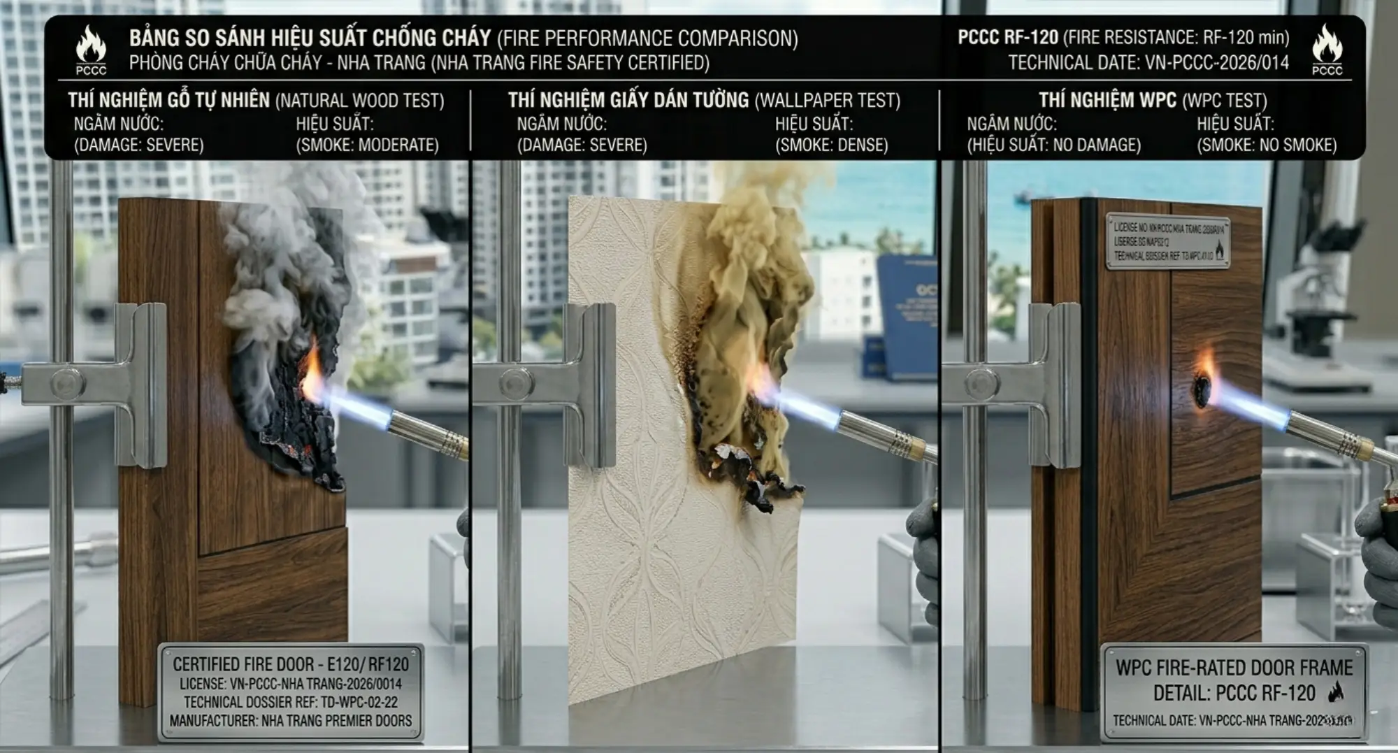 So sánh khả năng kháng lửa giữa tấm nhựa PVC và gỗ tự nhiên