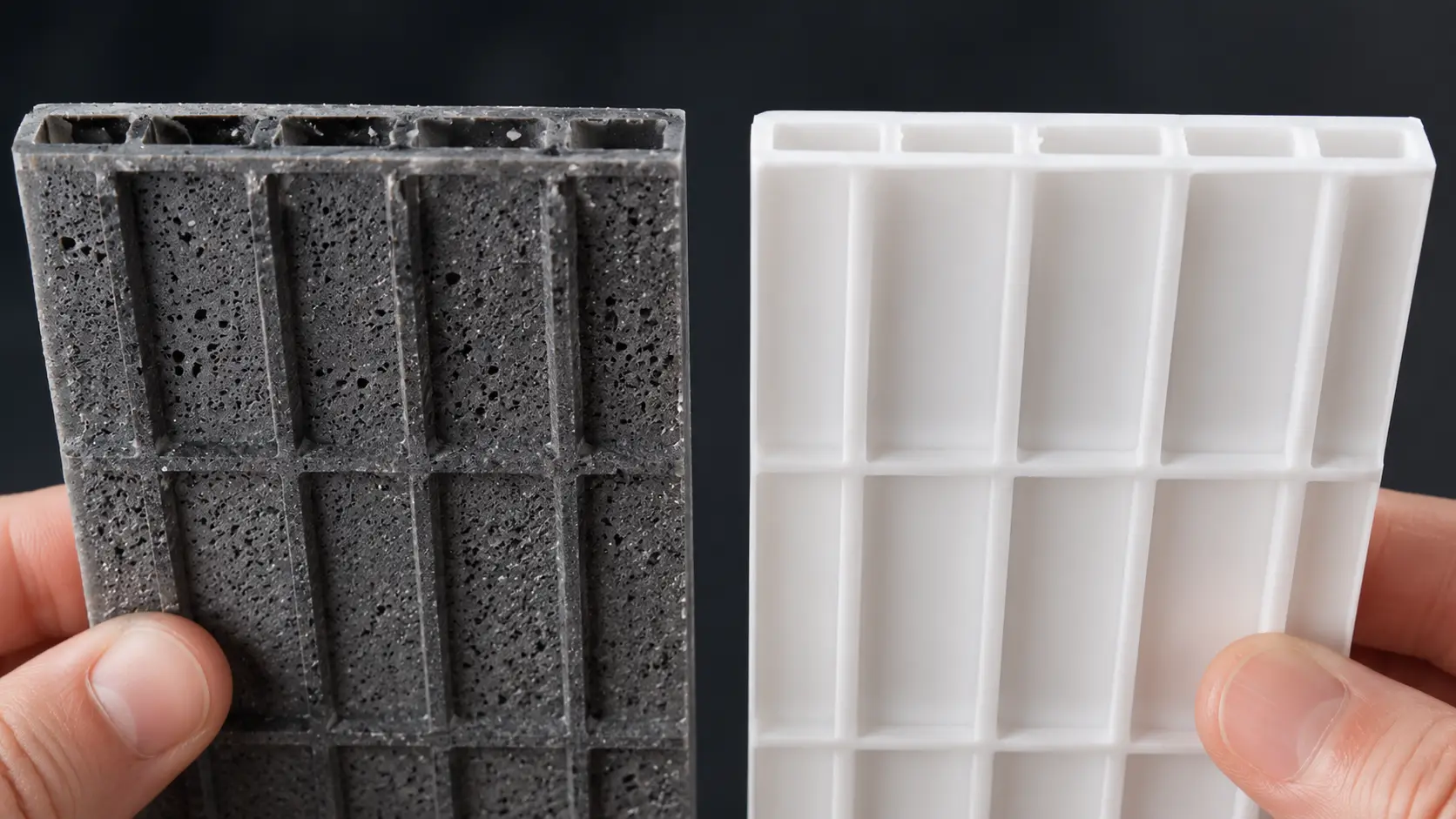 So sánh mặt lưng phôi nhựa PVC nguyên sinh và phôi tái chế