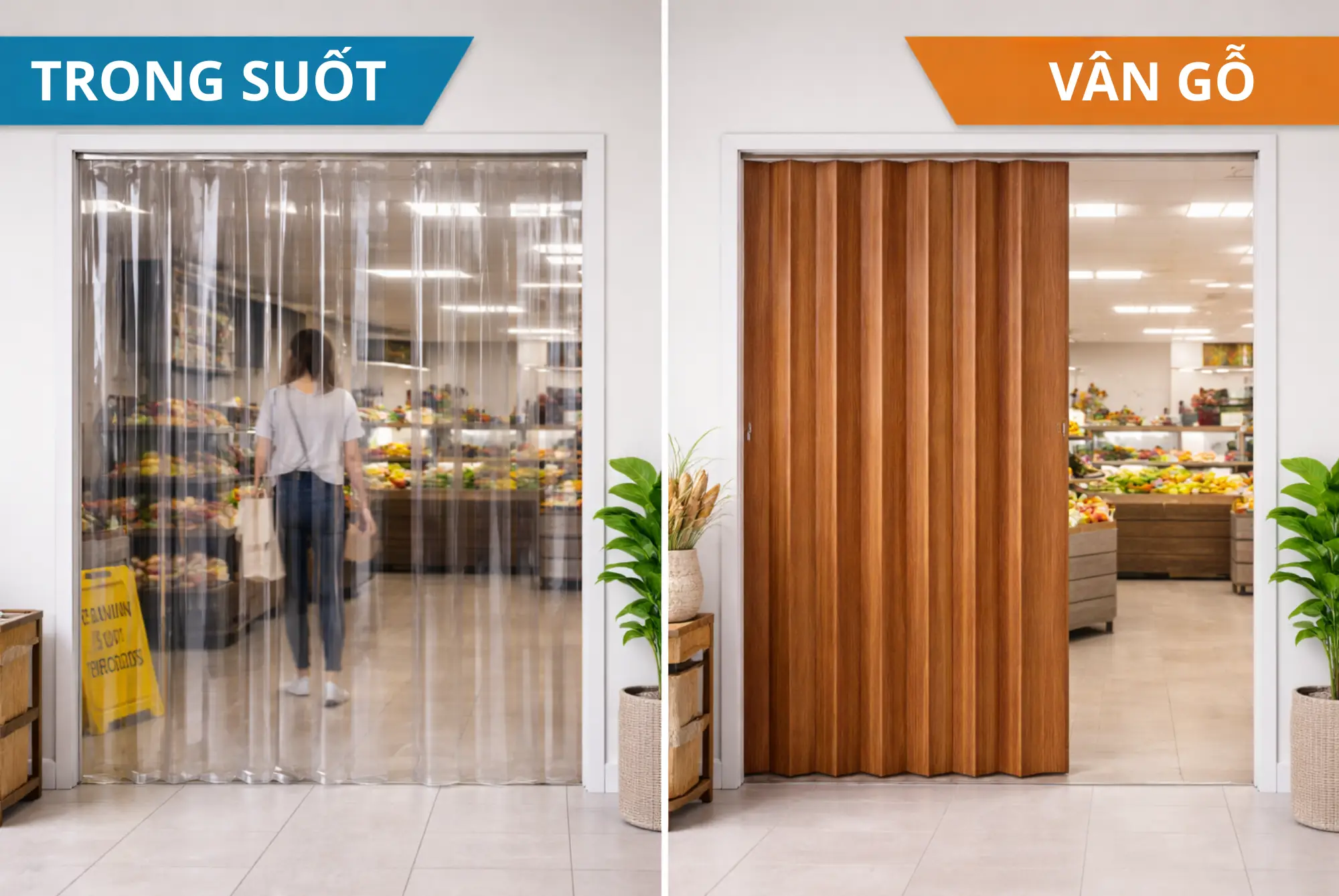 So sánh vách xếp nhựa và rèm nhựa trong pvc