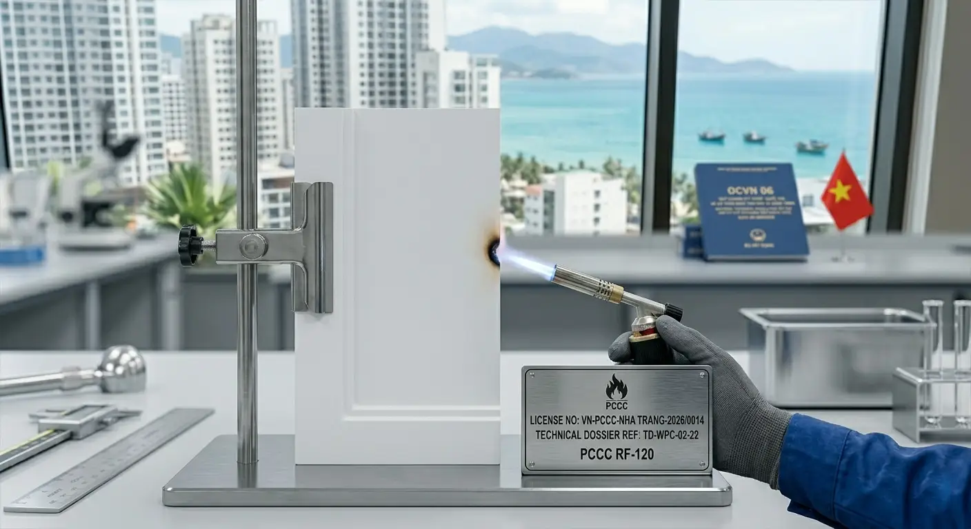 Thử nghiệm khả năng tự dập tắt lửa của tấm nhựa PVC nguyên sinh Nam Tiến