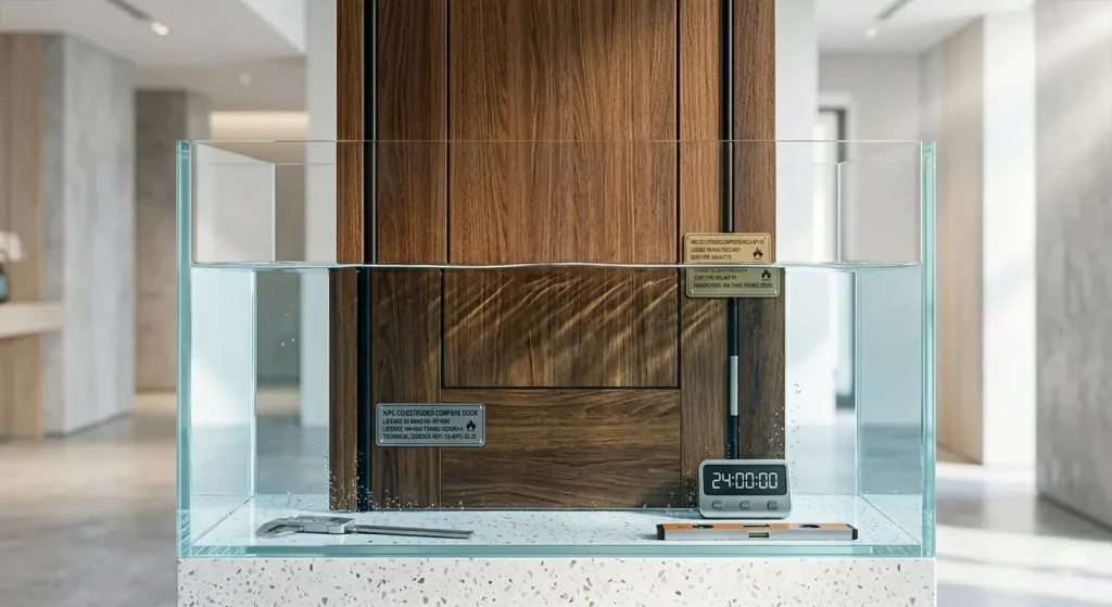 Thử nghiệm ngâm nước cửa nhựa giả gỗ chống nước trong 24 giờ thực tế