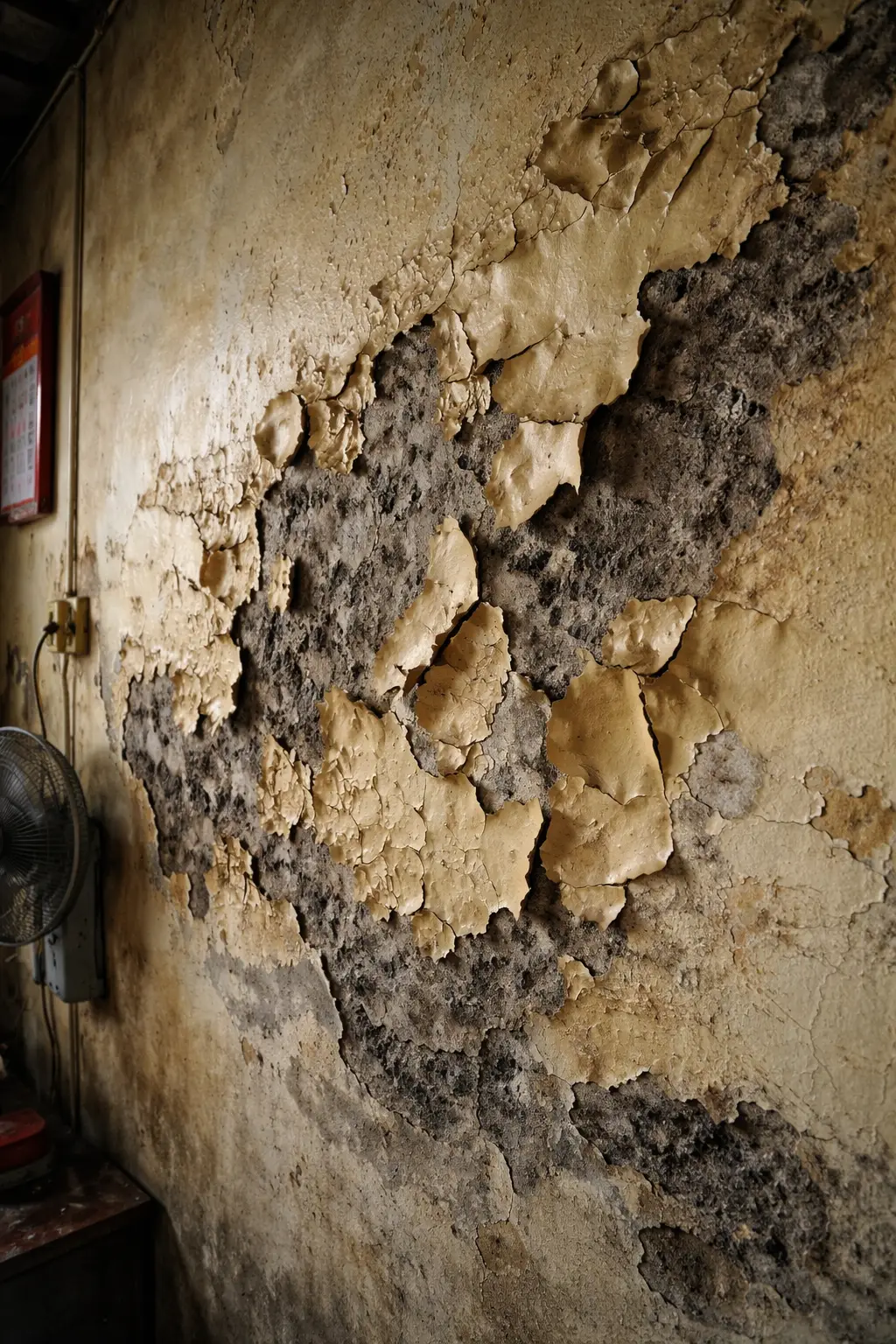 Tình trạng tường nhà bị phồng rộp và bong tróc sơn do thấm ngược từ móng