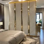 Vách ngăn phòng ngủ sang trọng bằng tấm nhựa vân đá tại biệt thự Cần Thơ