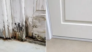 Thay cửa gỗ nhà vệ sinh bị mục chân bằng cửa nhựa composite