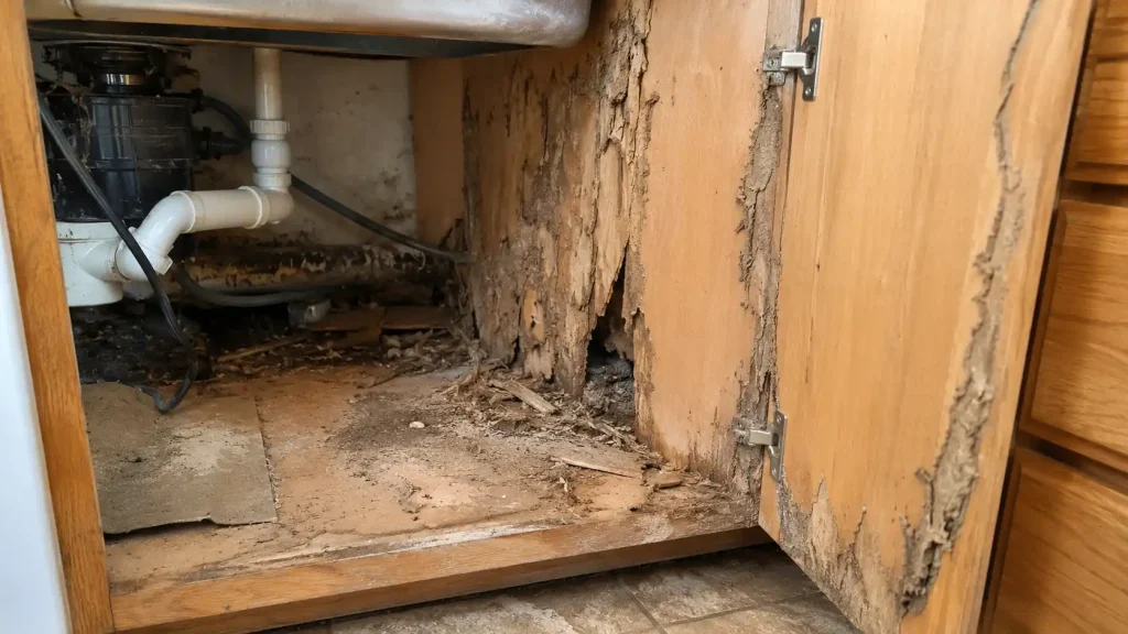 Tủ bếp gỗ tự nhiên bị mối mọt ăn rỗng mục nát, vật liệu làm tủ bếp không bị mối mọt