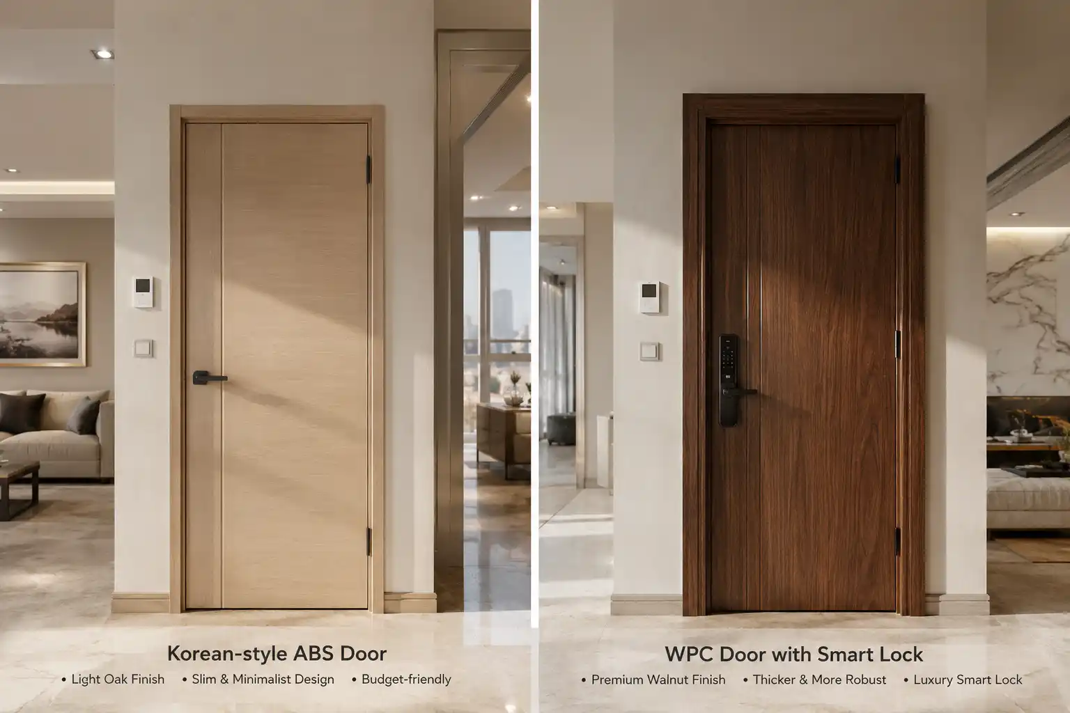 So sánh giá cửa nhựa ABS và Composite thực tế tại công trình