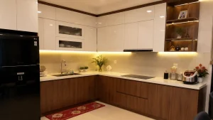 Tủ bếp nhựa hiện đại được thiết kế chắc chắn và sang trọng, tủ bếp nhựa Vinco Plast