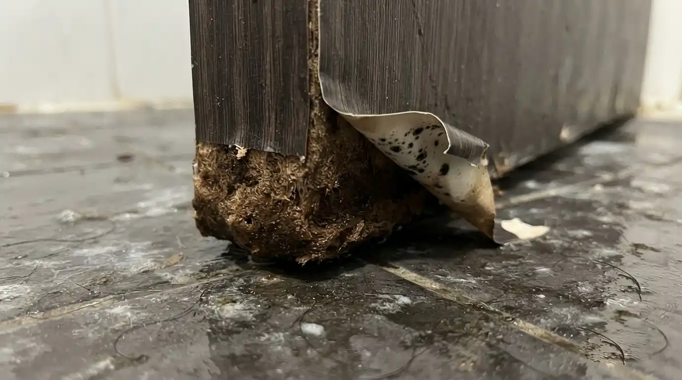 Cửa gỗ ép công nghiệp mdf bị mục nát do nước đọng