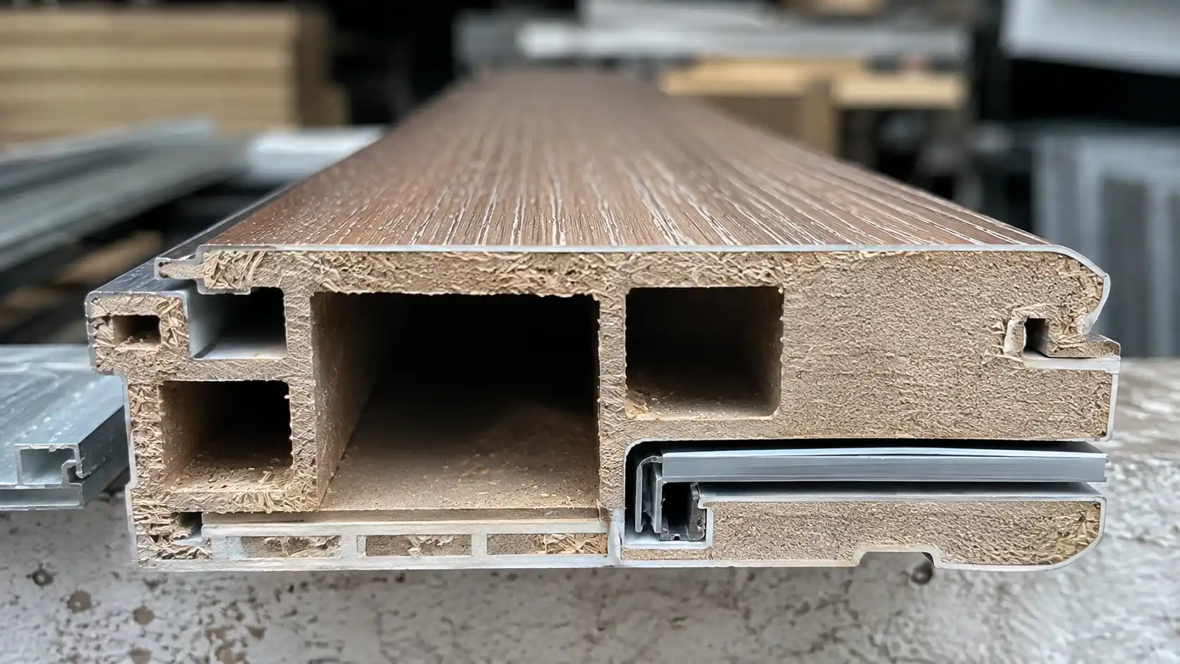 Mặt cắt phôi cửa nhựa composite chuẩn kỹ thuật