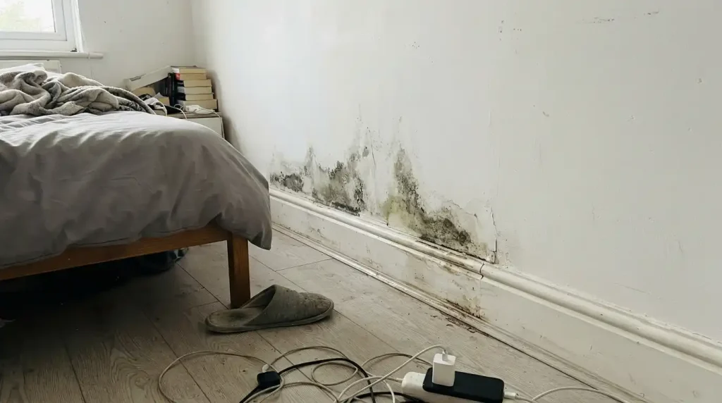 Tác hại của tường ẩm mốc đen lâu năm trong phòng ngủ