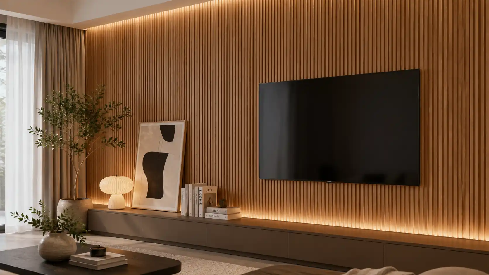 Tấm ốp nhựa lam sóng 3D bề mặt gờ nổi tạo chiều sâu không gian trang trí