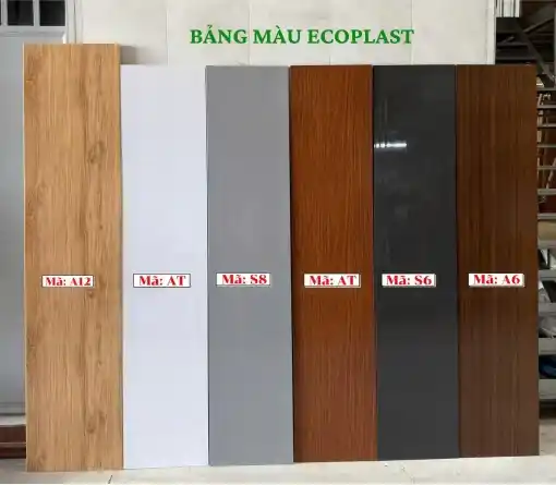 Bảng mã màu tấm nhựa Ecoplast và các dòng nẹp chỉ dán cạnh đồng bộ