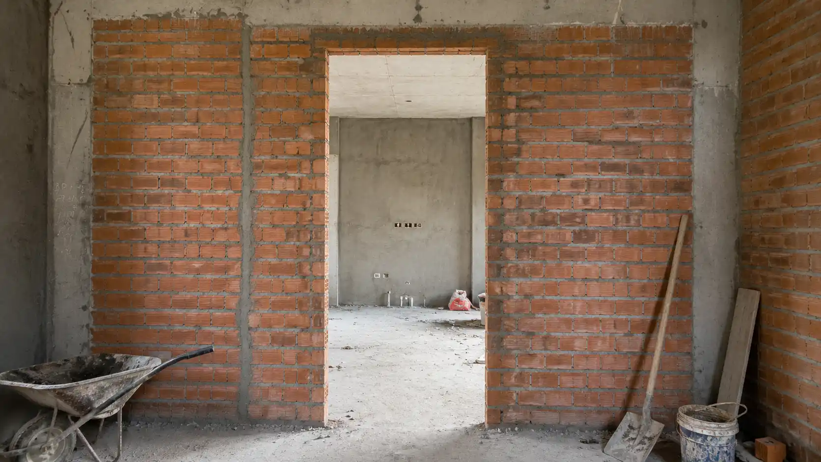 Chừa ô chờ cửa composite trên vách tường thô trong giai đoạn hoàn thiện