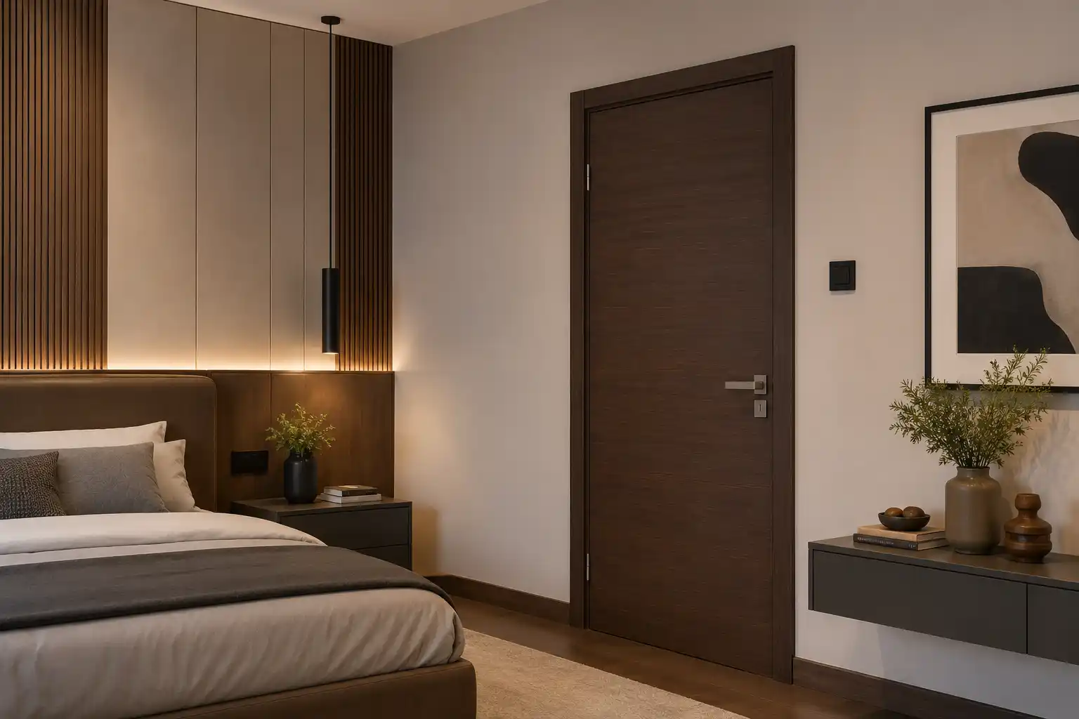 Cửa nhựa composite lắp cho phòng ngủ mát mẻ tránh ánh nắng