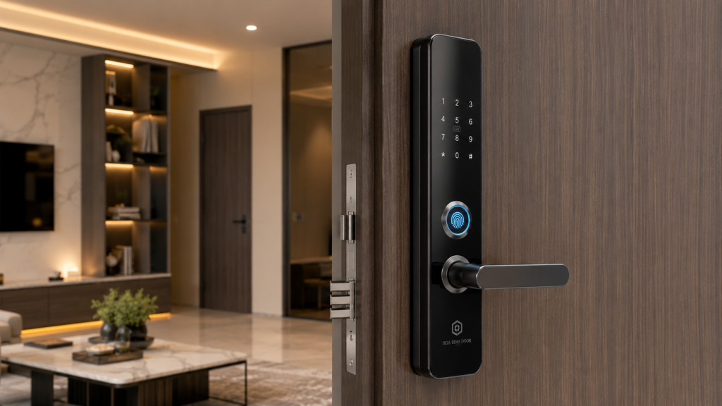 cửa nhựa composite lắp được khóa vân tay không
