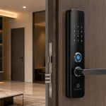 cửa nhựa composite lắp được khóa vân tay không