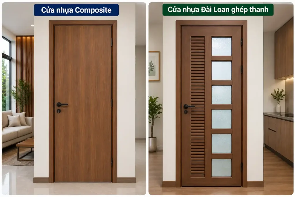 so sánh cửa composite và cửa đài loan ghép thanh