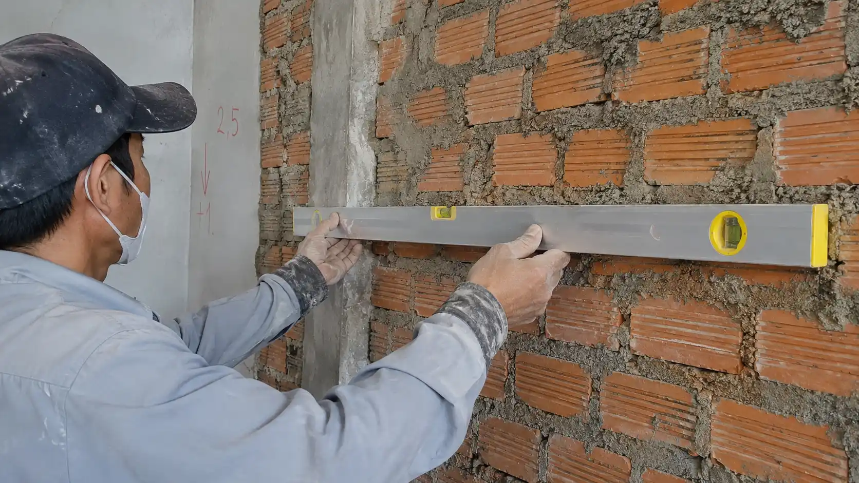 Kiểm tra độ phẳng mảng tường cốt trước khi lắp tấm lam sóng bị hở ngàm âm dương