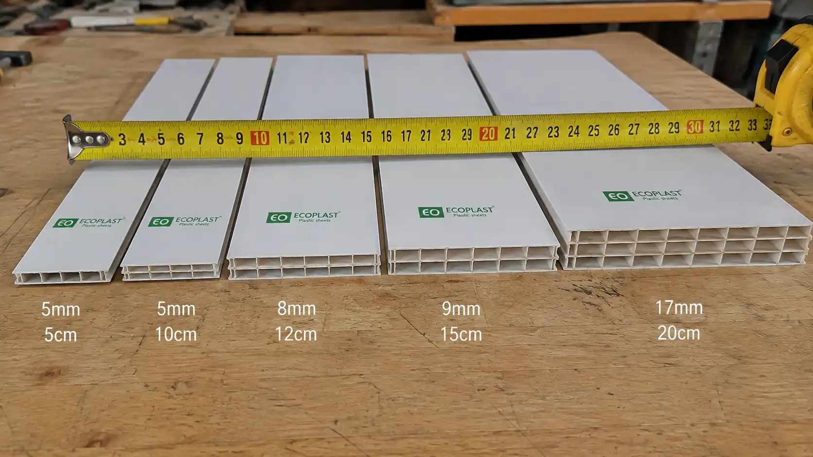 Bảng quy cách kích thước và độ dày phôi tấm Ecoplast tiêu chuẩn làm nội thất