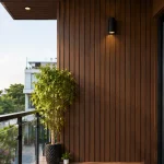 Tường ban công ốp tấm gỗ nhựa ngoài trời chuyên dụng chống nắng mưa, tấm nhựa nano ốp ngoài trời được không