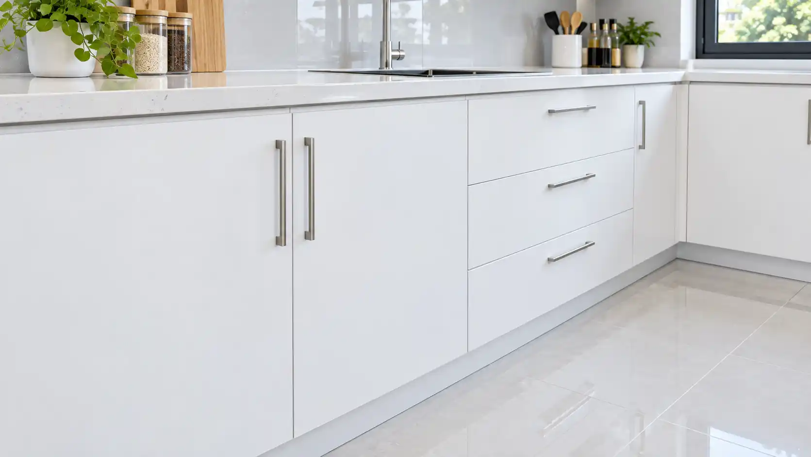 Tủ bếp nhựa duy trì màu sắc sáng đẹp bền bỉ sau nhiều năm sử dụng