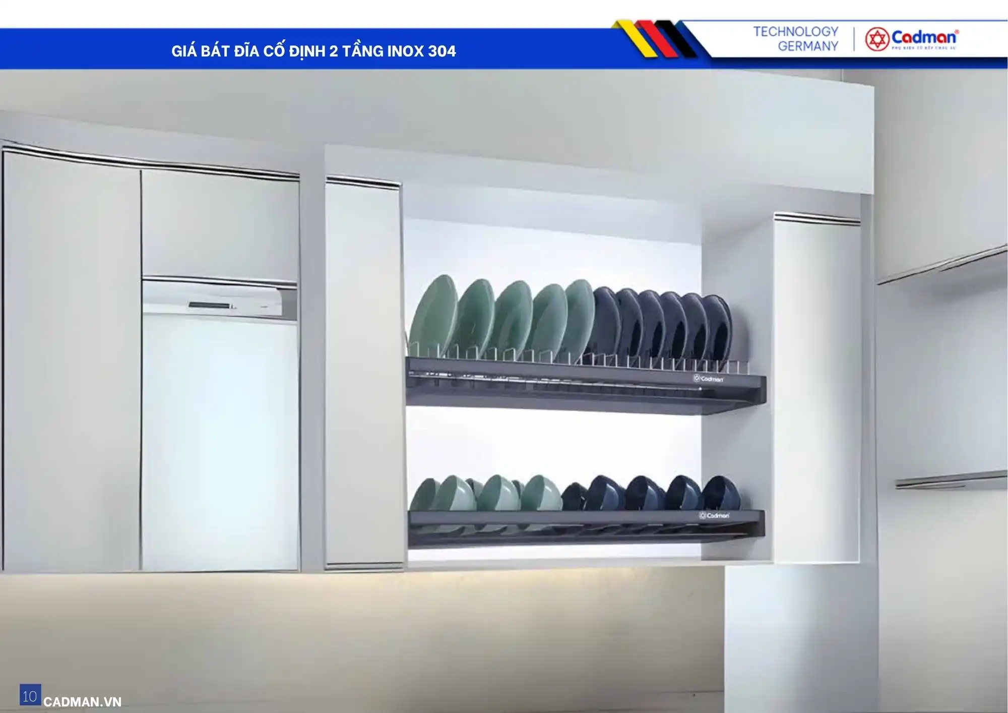 Giá Bát Đĩa Cố Định 2 Tầng Inox 304