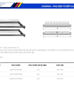 GIÁ BÁT ĐĨA CỐ ĐỊNH 2 TẦNG INOX 304