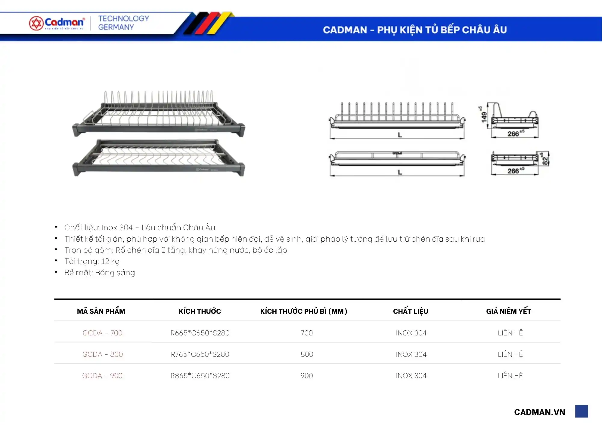 gia-bat-dia-co-dinh-thong-so-kich-thuoc GIÁ BÁT ĐĨA CỐ ĐỊNH 2 TẦNG INOX 304