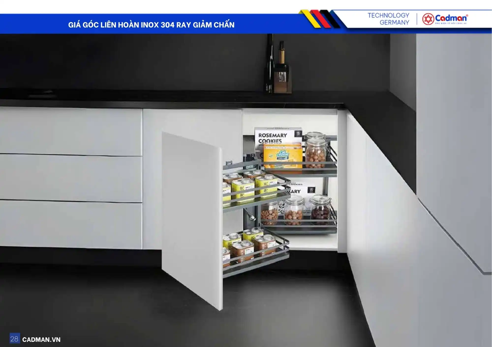 Giá Góc Liên Hoàn Inox 304 Ray Giảm Chấn