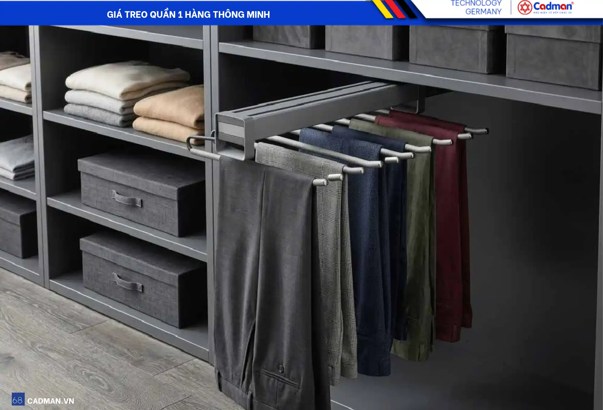 Giá treo quần 1 hàng Cadman kích thước 345 × 120 × 440 mm